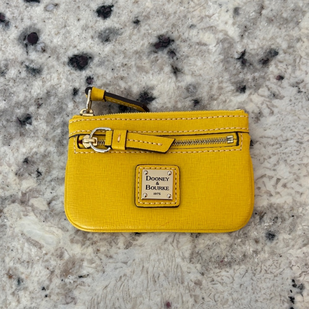 Dooney & Bourke Yellow Leather Zip Wallet